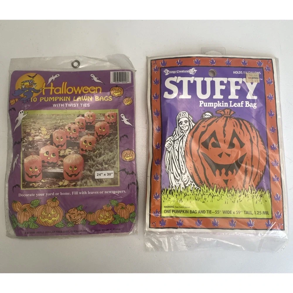 Vtg 90's Pumpkids 10-Pack Halloween Lawn Leaf Bags Pumpkins Jack-o-Lanterns
